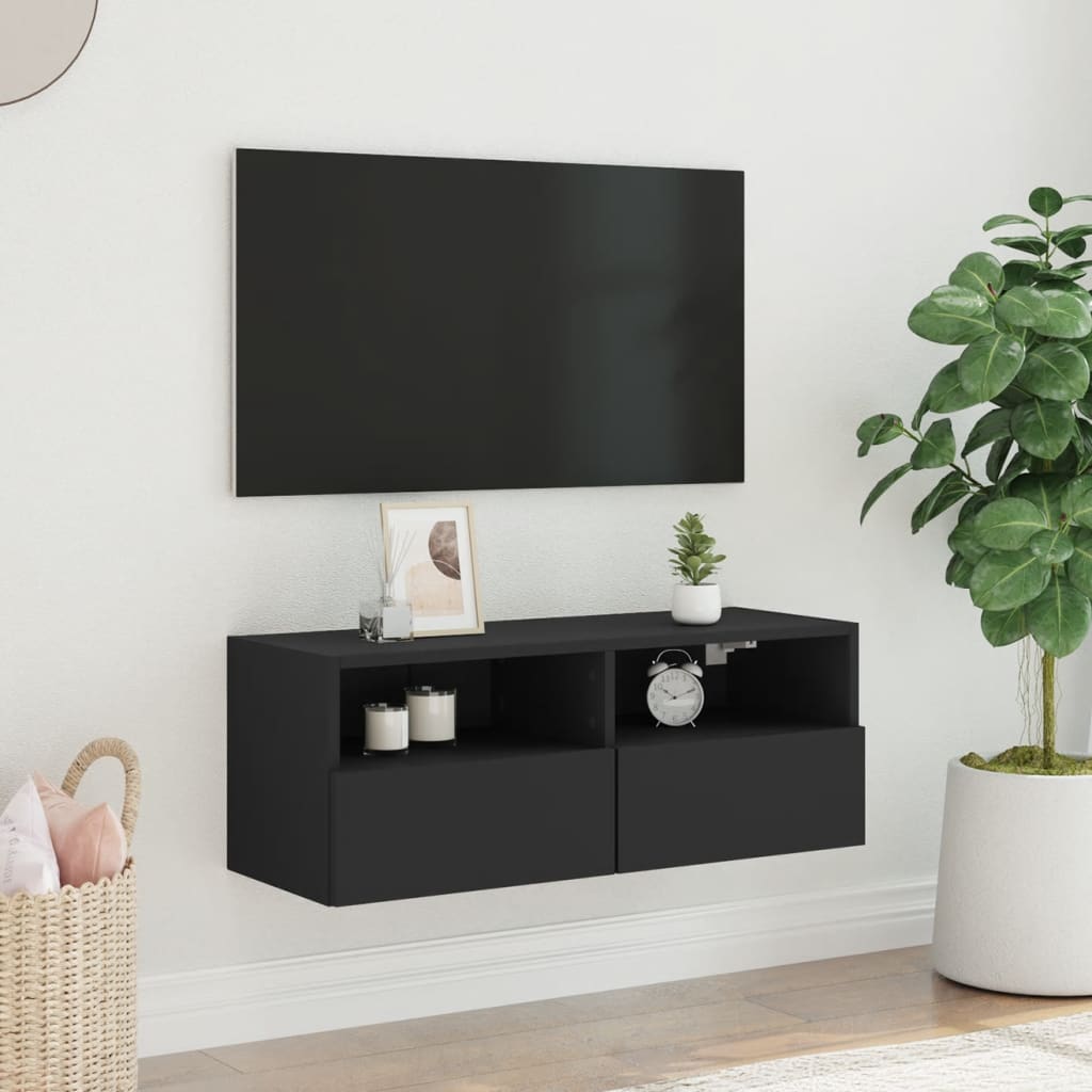 vidaXL Nástěnná TV skříňka černá 80 x 30 x 30 cm kompozitní dřevo