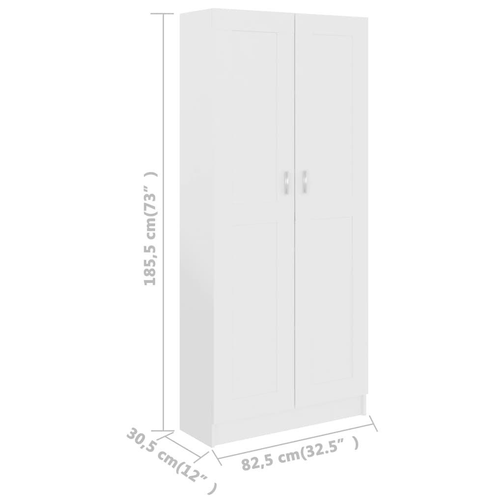 vidaXL Knihovna bílá 82,5 x 30,5 x 185,5 cm kompozitní dřevo