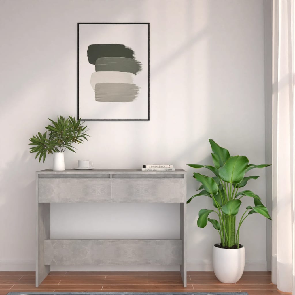 vidaXL Konzolový stolek betonově šedý 100 x 35 x 76,5 cm dřevotříska