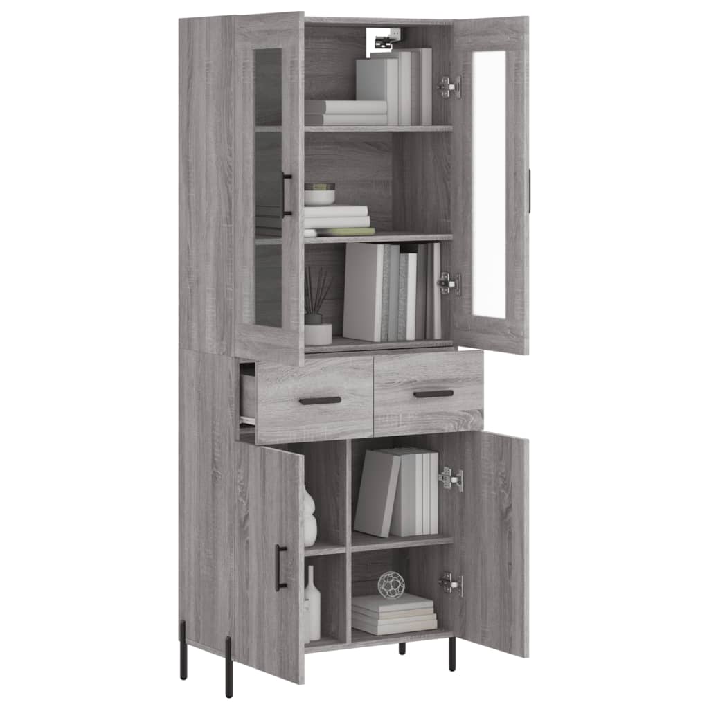 vidaXL Skříň highboard šedá sonoma 69,5 x 34 x 180 cm kompozitní dřevo