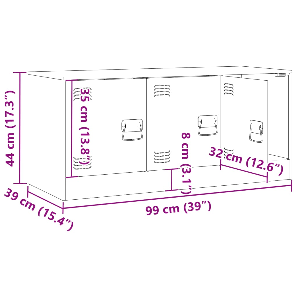 vidaXL TV skříňka olivově zelená 99 x 39 x 44 cm ocel