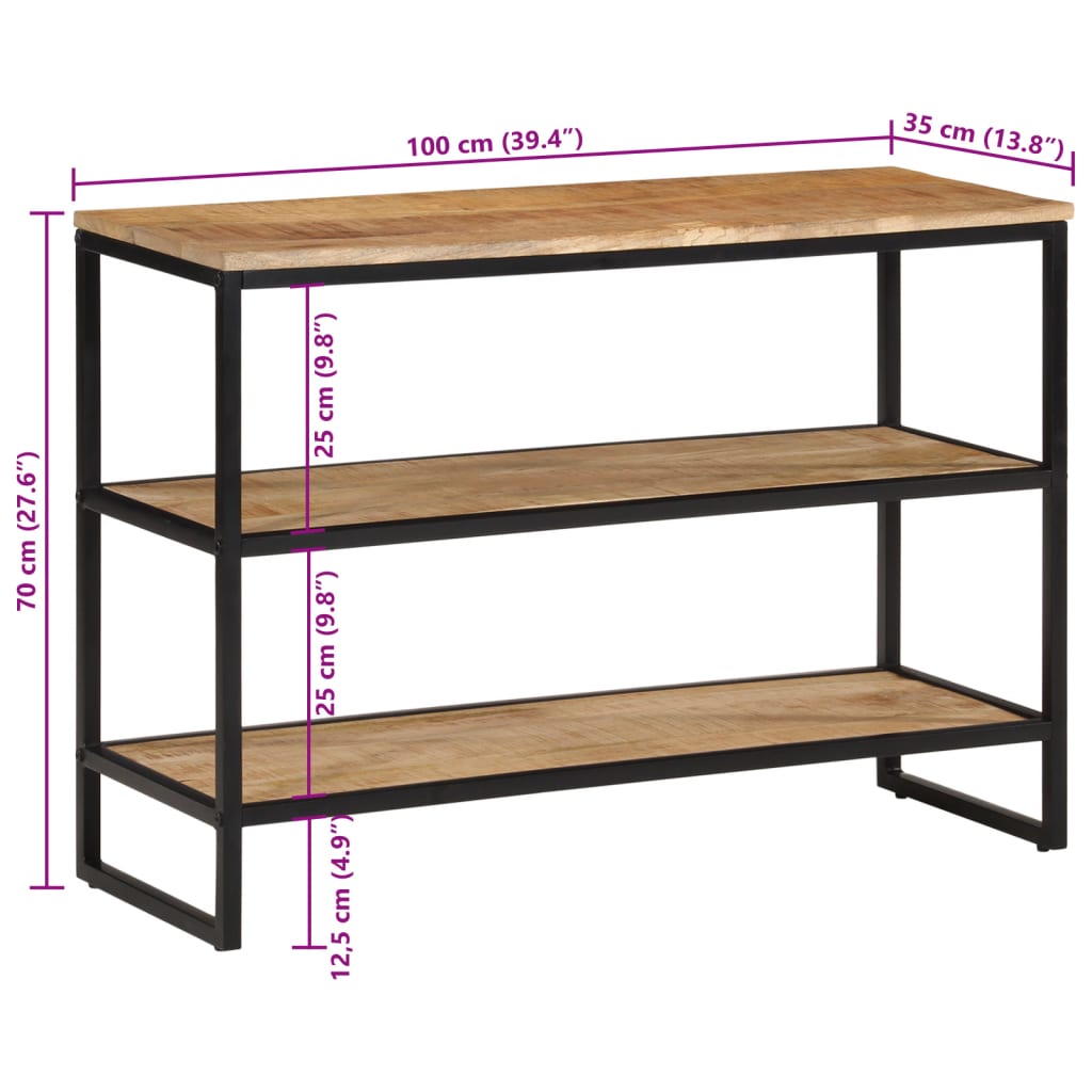 vidaXL Konzolový stolek 100x35x70 cm masivní hrubé mangovníkové dřevo