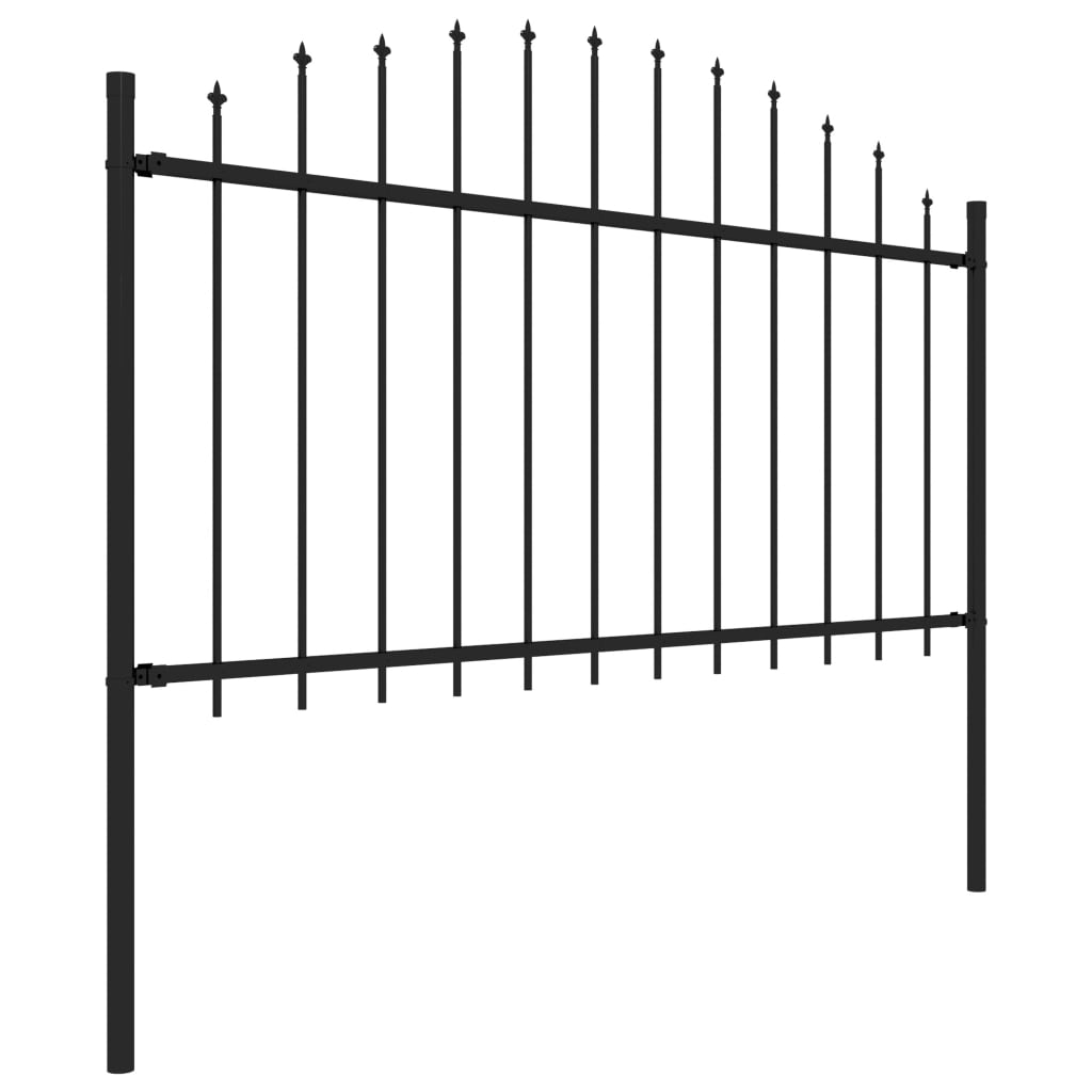 vidaXL Zahradní plot s hroty ocel (1,25–1,5) x 17 m černý