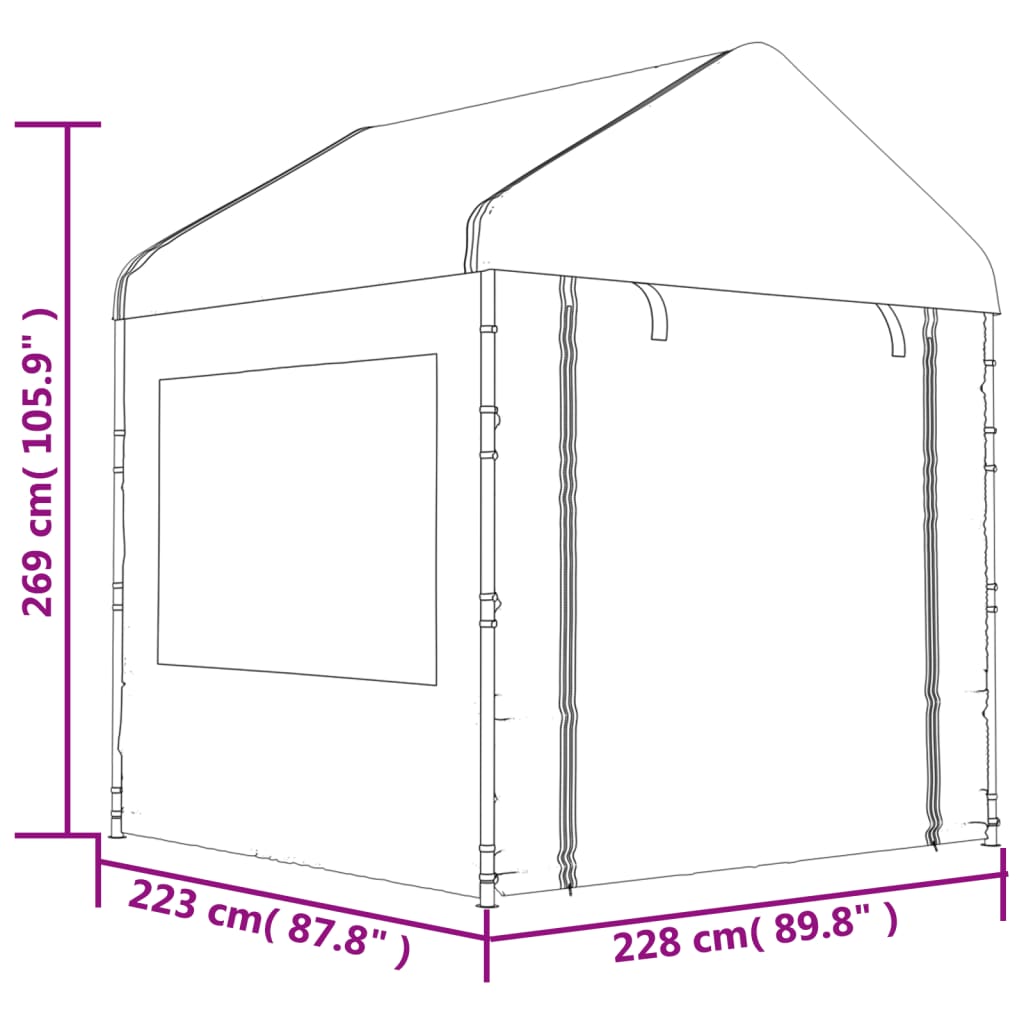 vidaXL Altán se střechou bílý 17,84 x 2,28 x 2,69 m polyethylen