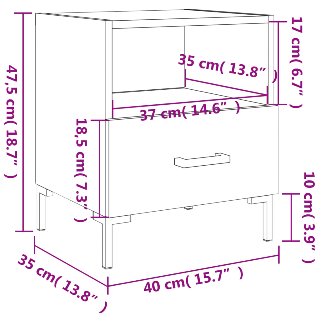 vidaXL Noční stolky 2 ks betonově šedé 40x35x47,5 cm kompozitní dřevo