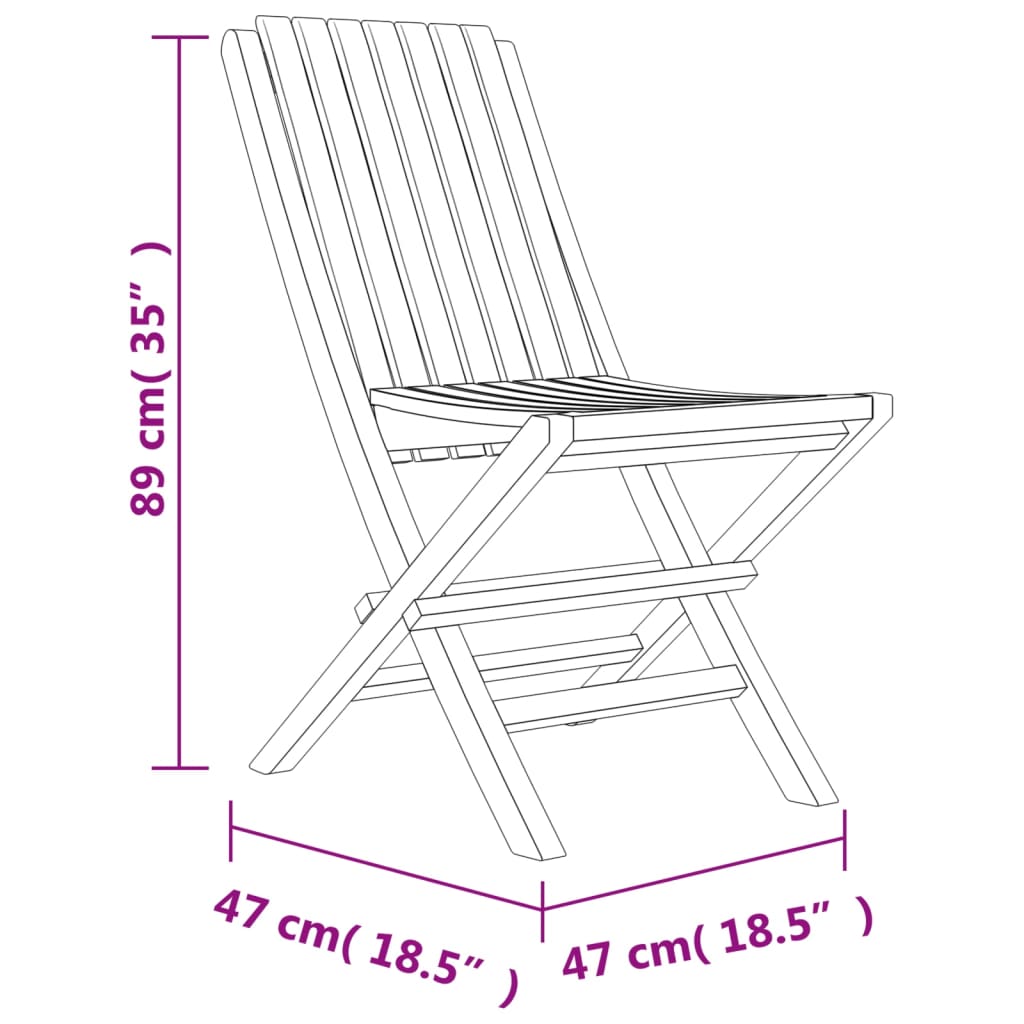 vidaXL Skládací zahradní židle 8 ks 47x47x89 cm masivní teakové dřevo