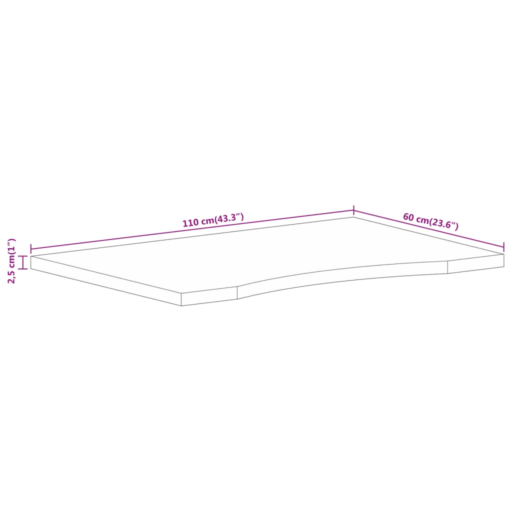 vidaXL Stolní deska s výřezem 110x60x2,5 cm masivní hrubý mangovník