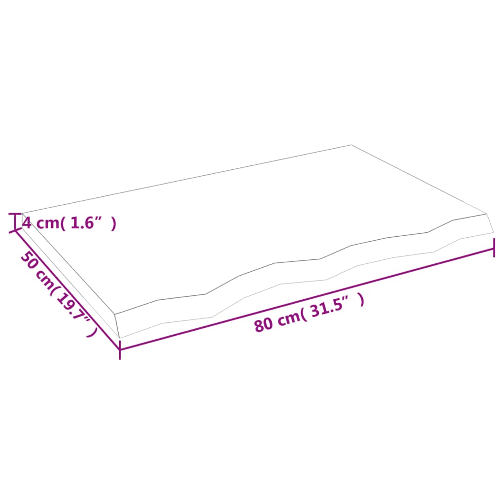 vidaXL Koupelnová deska hnědá 80x50x(2-4) cm ošetřený masivní dřevo