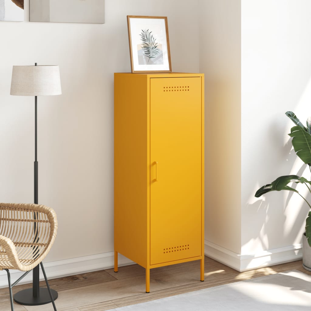 vidaXL Skříň highboard hořčicově žlutá 36 x 39 x 113 cm ocel