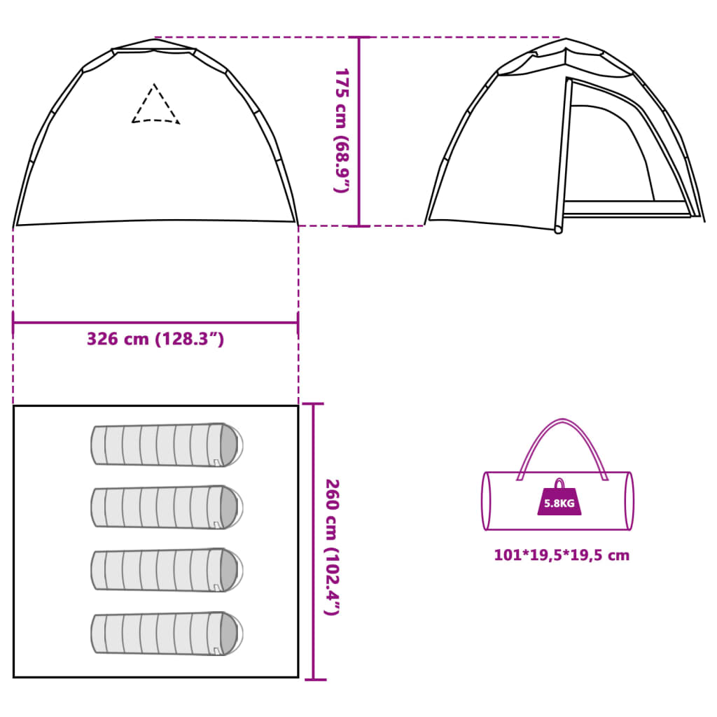 vidaXL Kempingový stan kupole pro 4 osoby zelený rychloupínací
