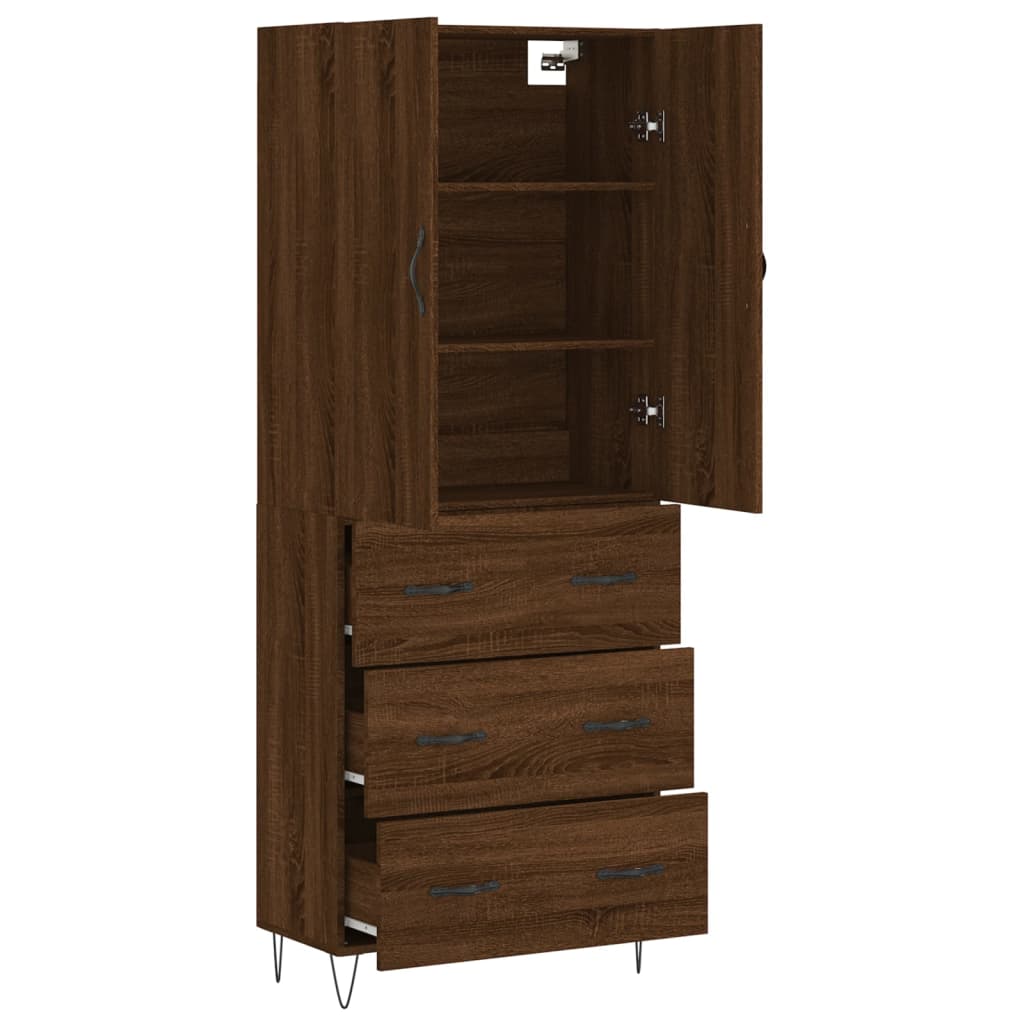 vidaXL Skříň highboard hnědý dub 69,5 x 34 x 180 cm kompozitní dřevo