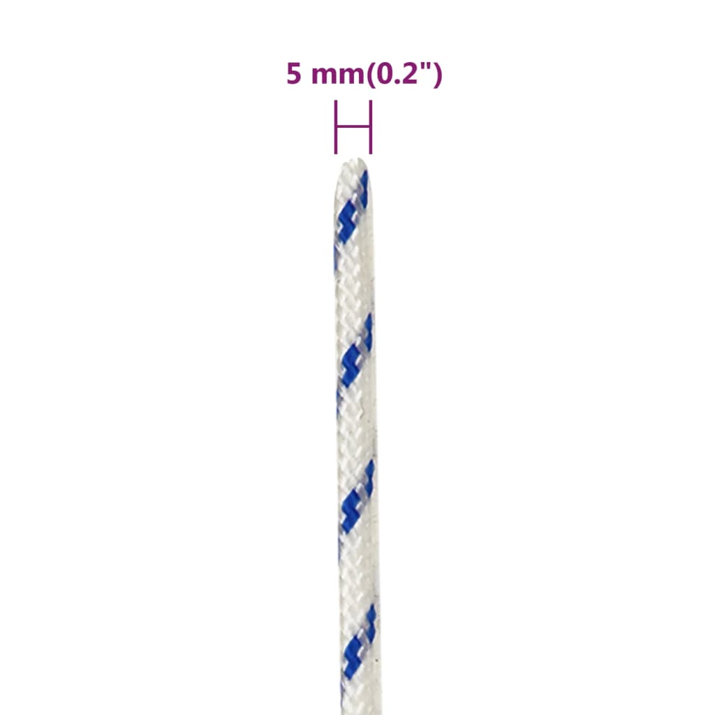 vidaXL Lodní lano bílé 5 mm 500 m polypropylen