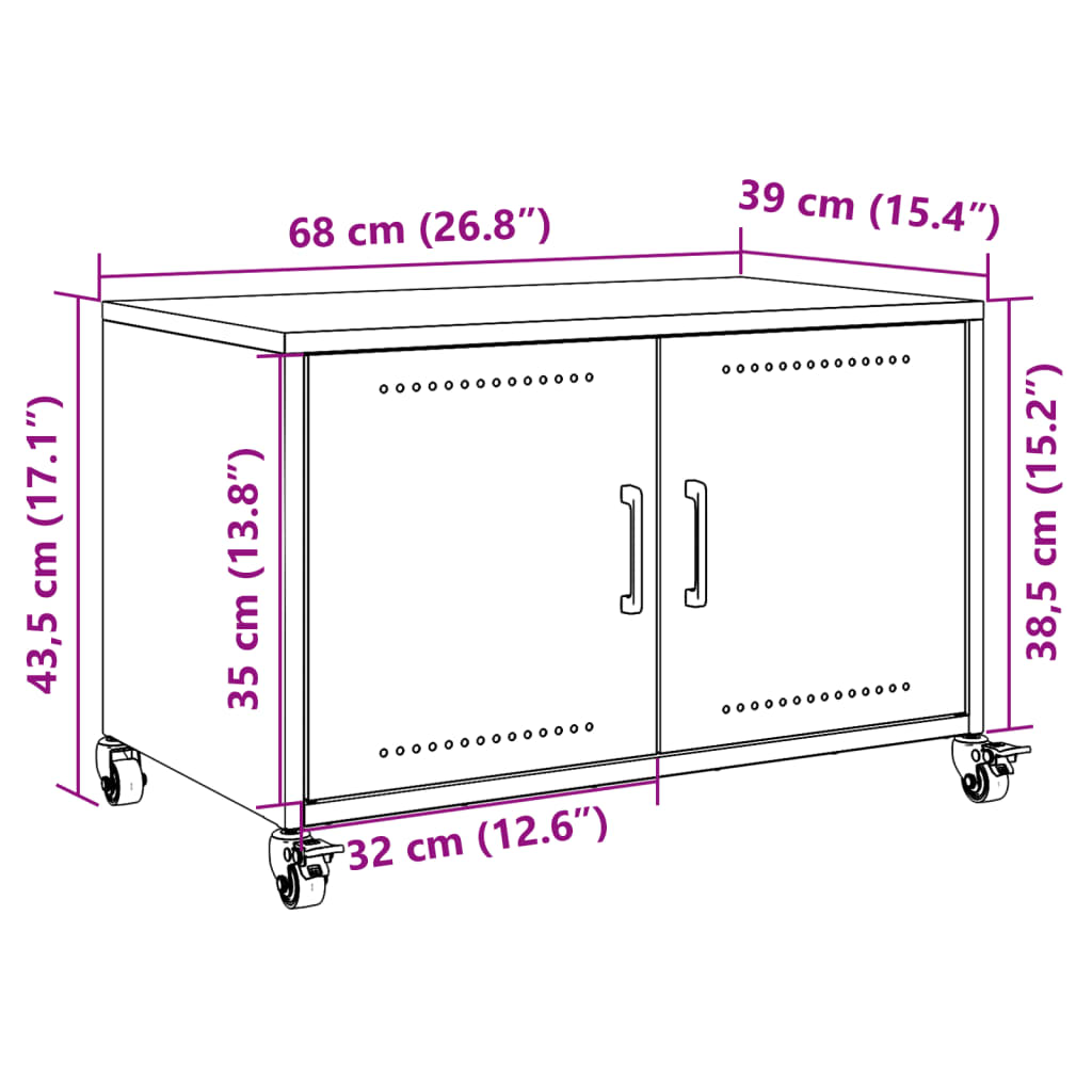 vidaXL TV skříňka růžová 68 x 39 x 43,5 cm ocel