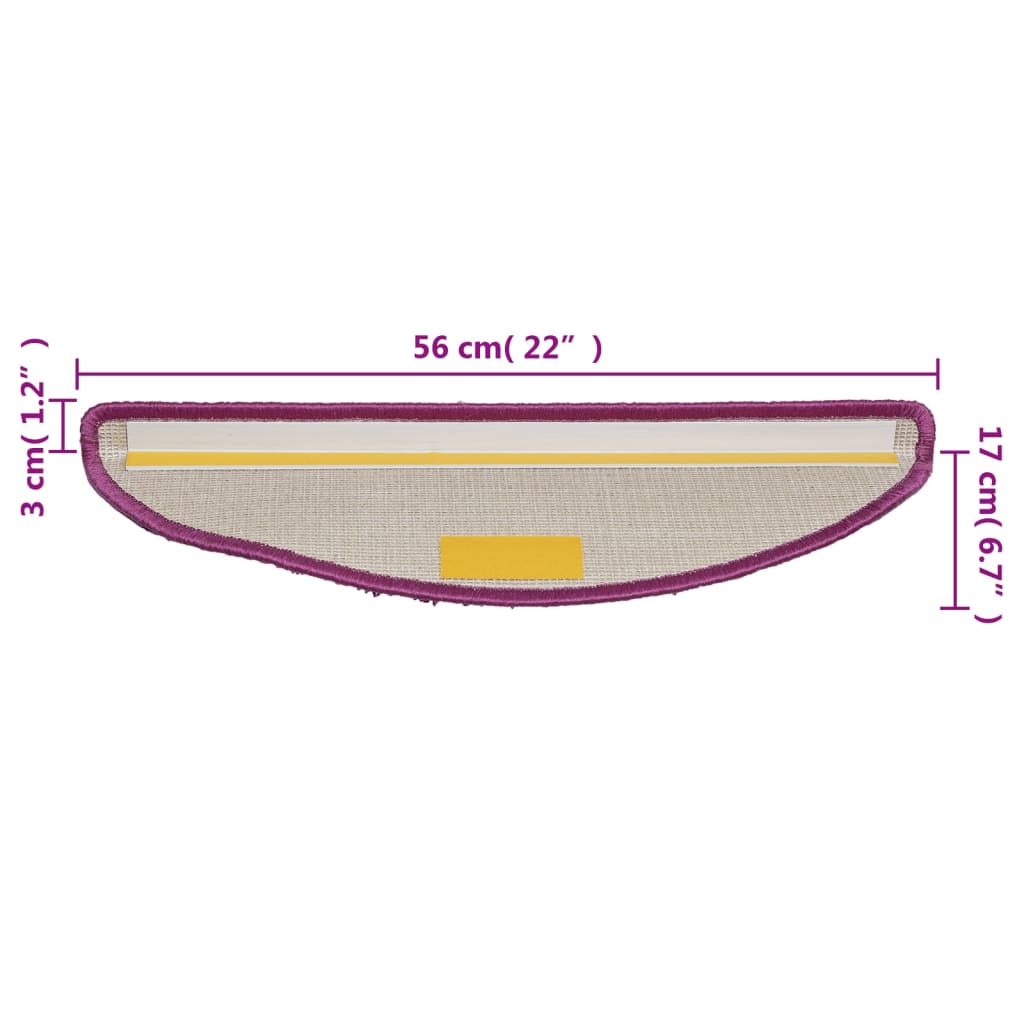 vidaXL Nášlapy na schody 10 ks 56 x 17 x 3 cm fialové