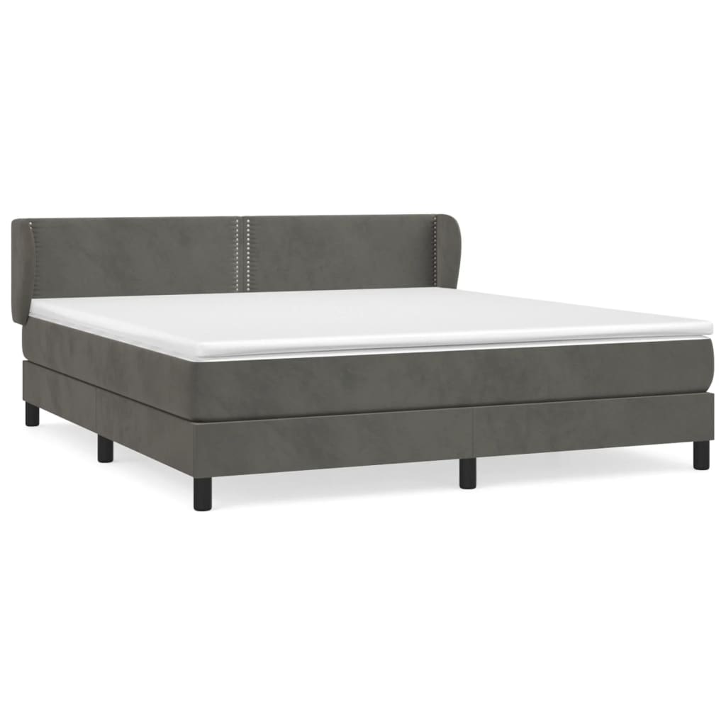 vidaXL Box spring postel s matrací tmavě šedá 160x200 cm samet