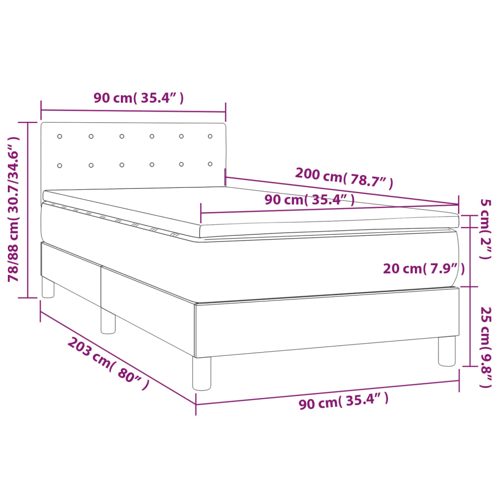 vidaXL Box spring postel s matrací bílá 90x200 cm umělá kůže