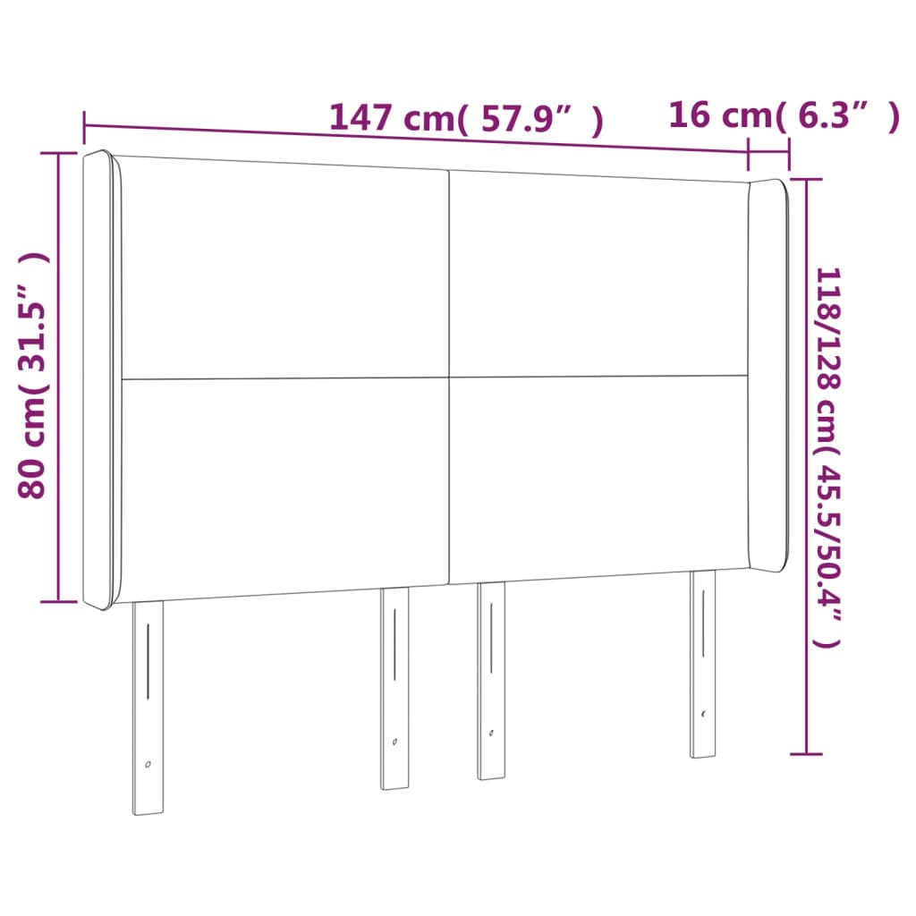 vidaXL Čelo postele typu ušák tmavě modrá 147x16x118/128 cm samet