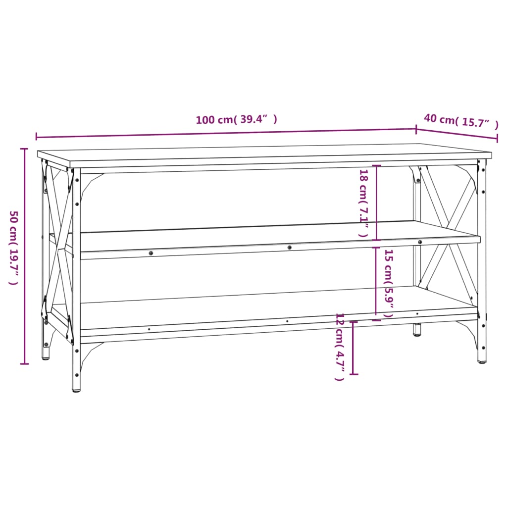 vidaXL TV skříňka kouřový dub 100 x 40 x 50 cm kompozitní dřevo