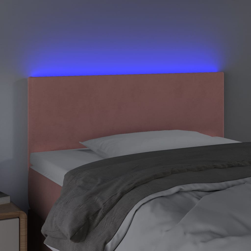 vidaXL Čelo postele s LED růžové 90x5x78/88 cm samet