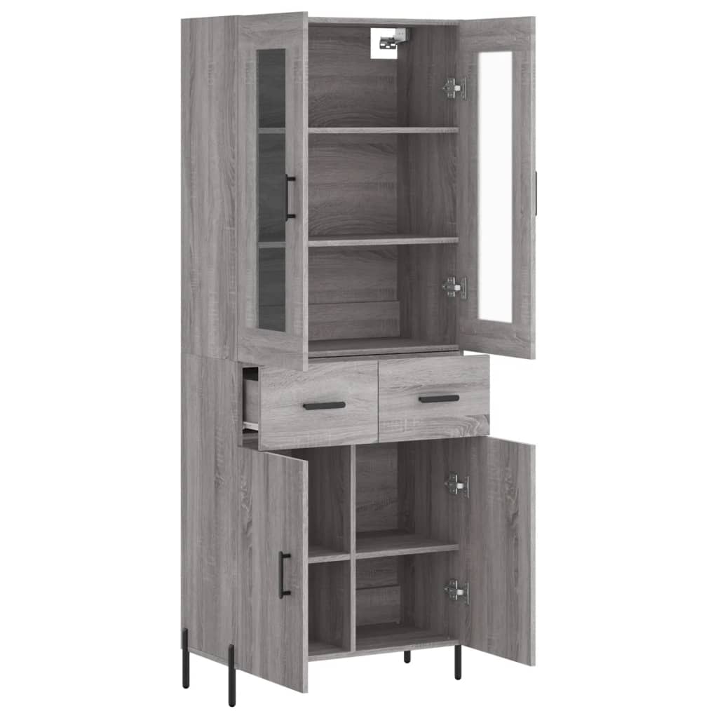 vidaXL Skříň highboard šedá sonoma 69,5 x 34 x 180 cm kompozitní dřevo