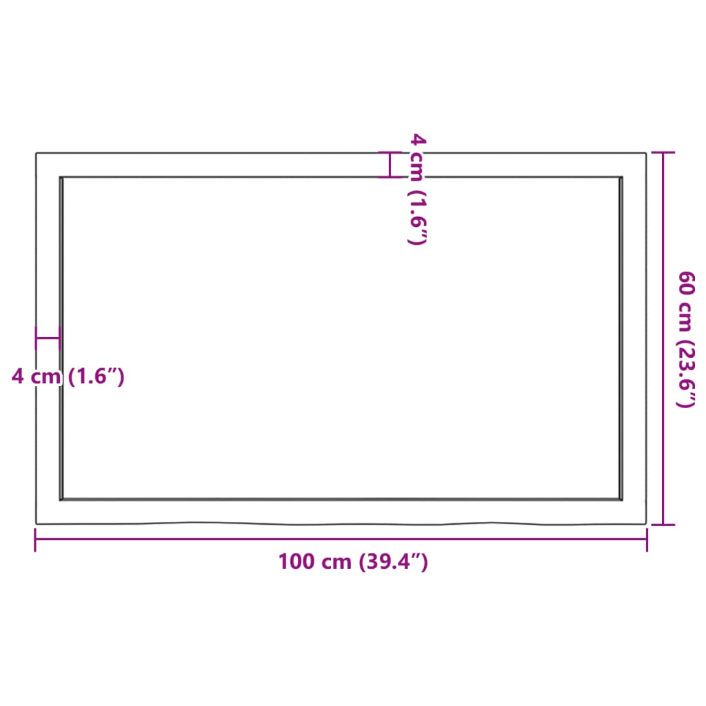 vidaXL Koupelnová deska tmavě hnědá 100x60x(2-6) cm ošetřený masiv