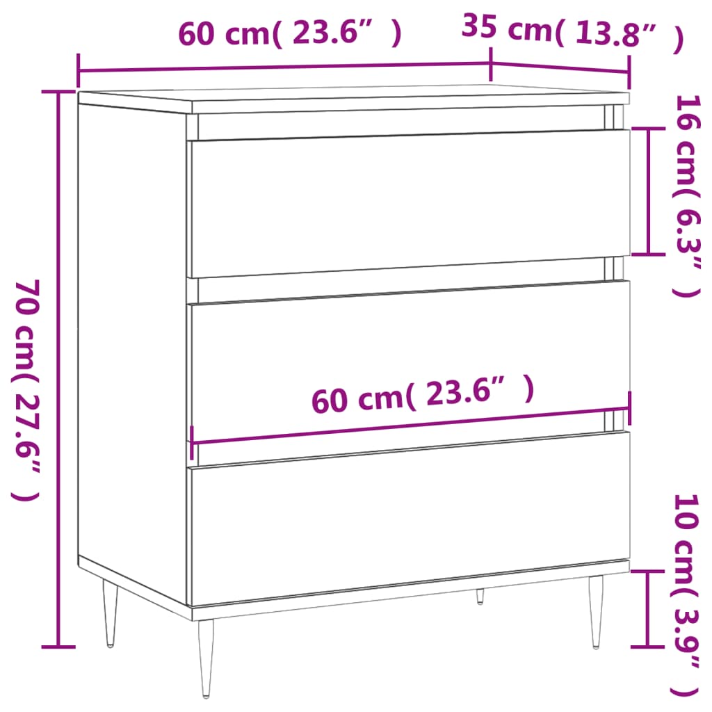 vidaXL Příborník bílý 60 x 35 x 70 cm kompozitní dřevo