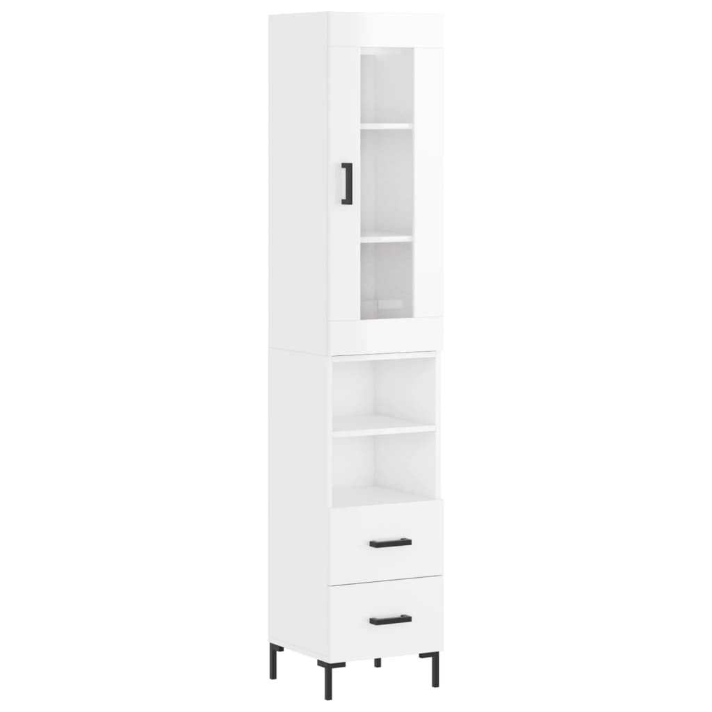 vidaXL Skříň highboard bílá s vysokým leskem 34,5x34x180 cm kompozit