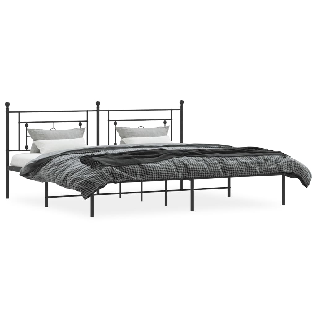 vidaXL Kovový rám postele s čelem černý 200 x 200 cm