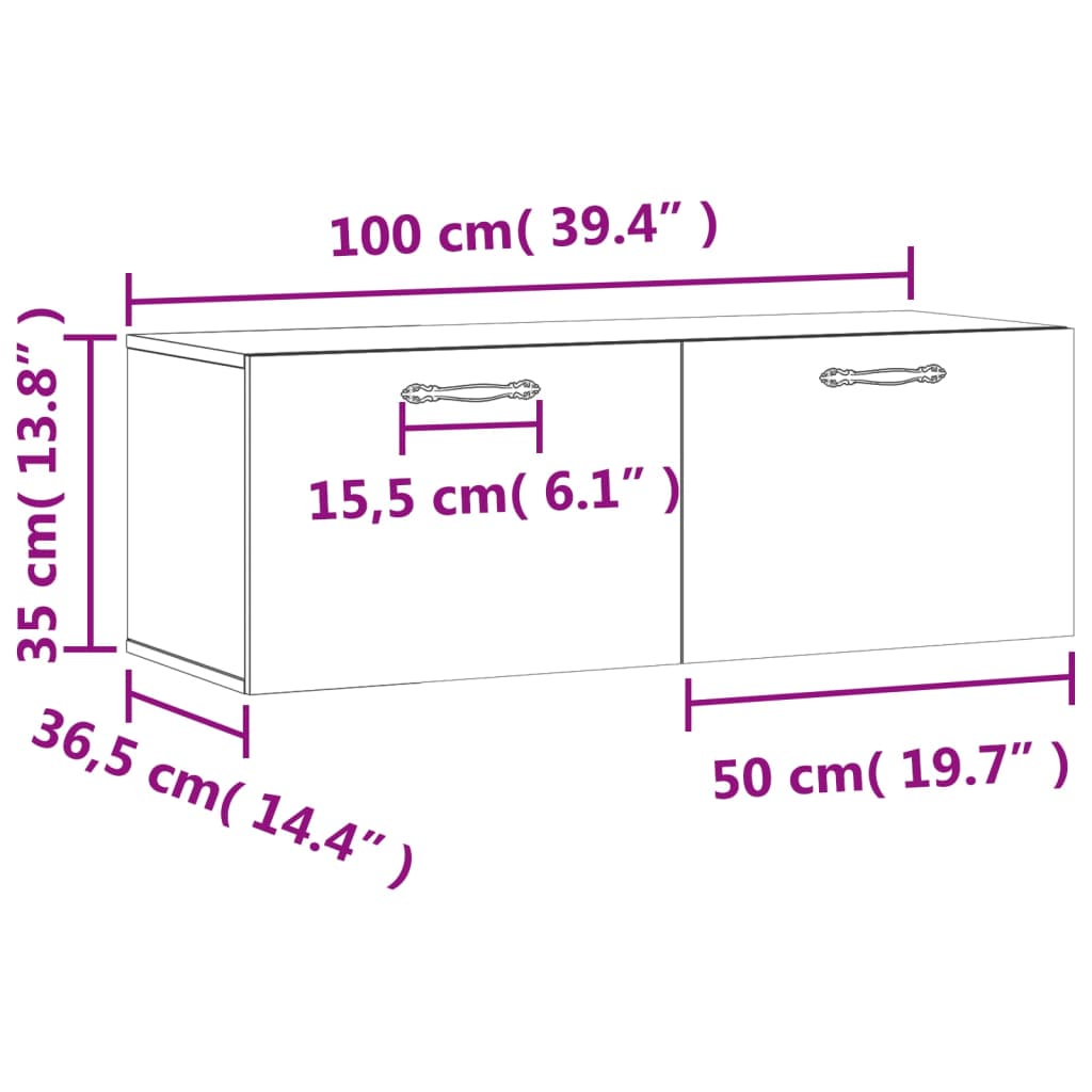 vidaXL Nástěnná skříňka betonově šedá 100x36,5x35 cm kompozitní dřevo