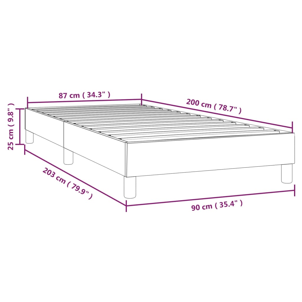 vidaXL Rám postele černá 90 x 200 cm samet