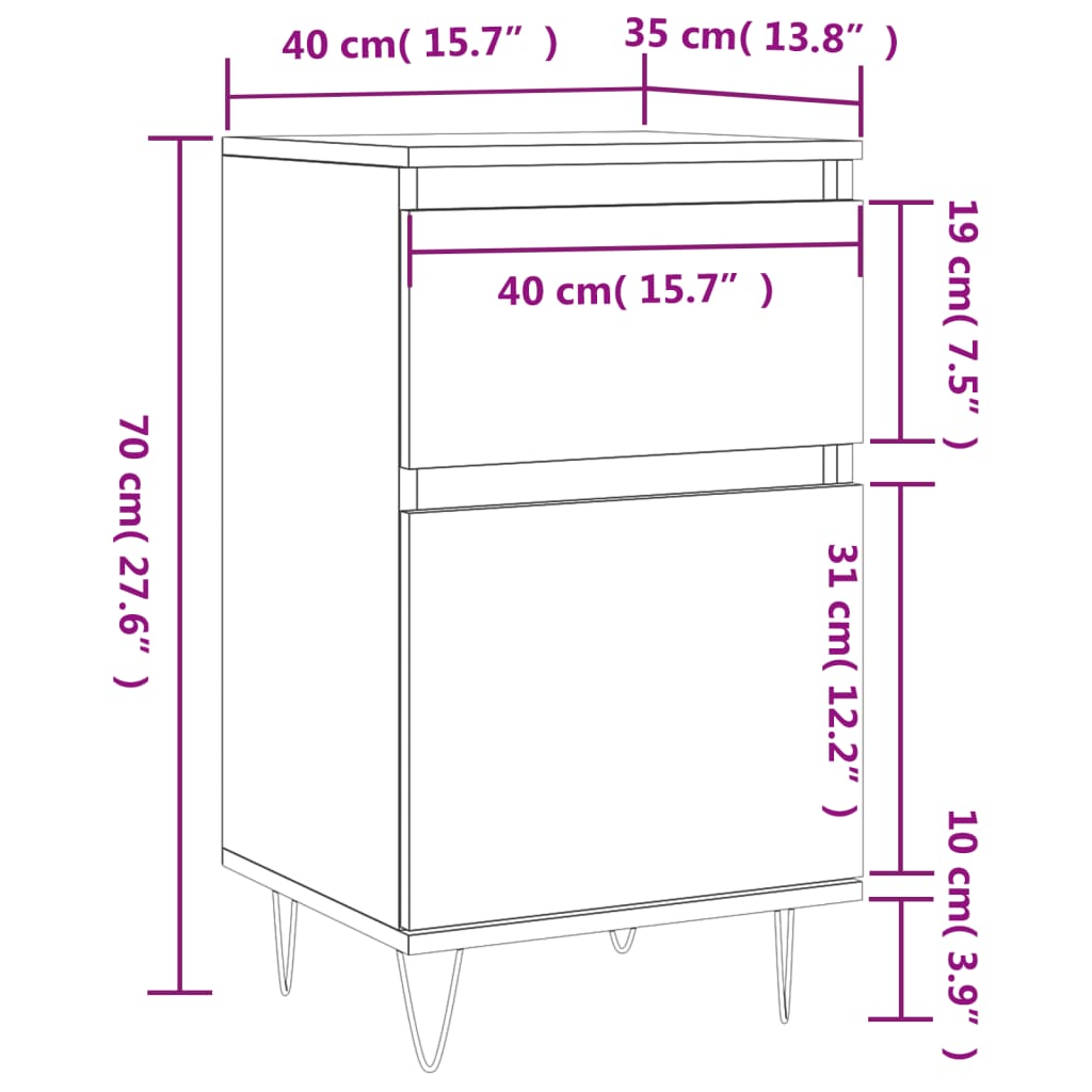 vidaXL Příborníky 2 ks bílé 40 x 35 x 70 cm kompozitní dřevo