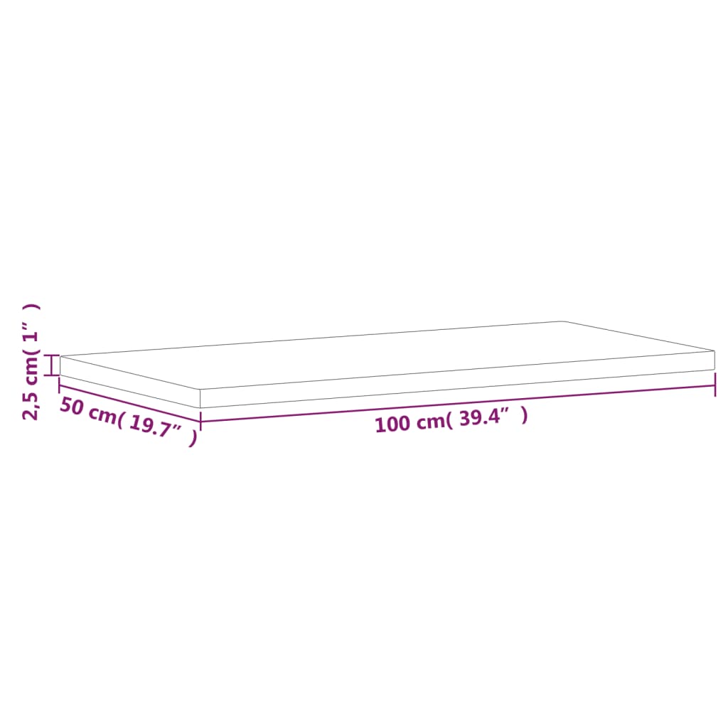 vidaXL Stolní deska 100 x 50 x 2,5 cm obdélníková masivní bukové dřevo