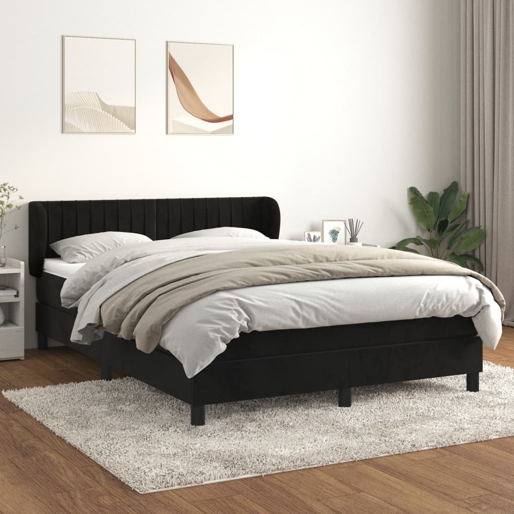 vidaXL Box spring postel s matrací černá 140 x 190 cm samet