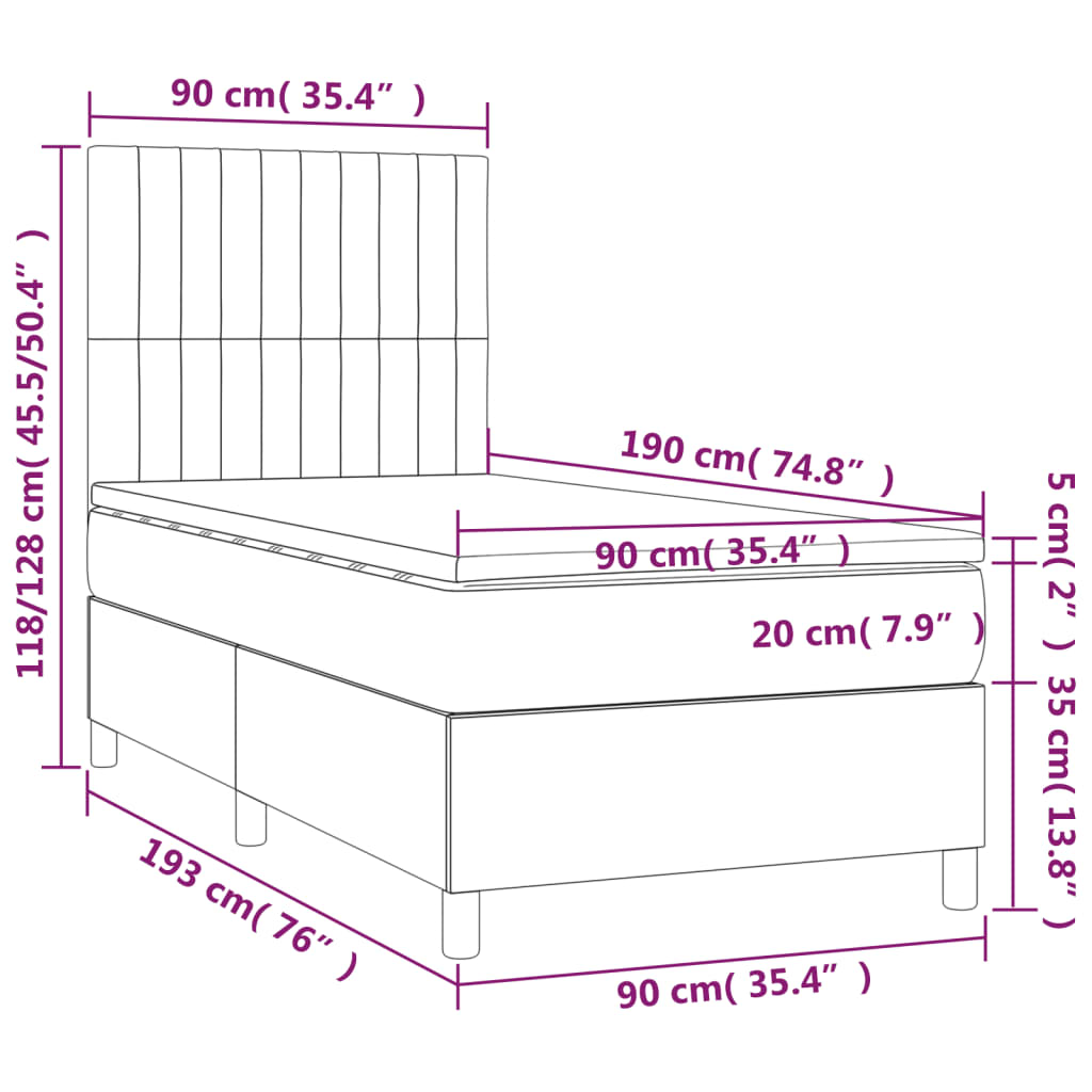 vidaXL Box spring postel s matrací černá 90x190 cm textil