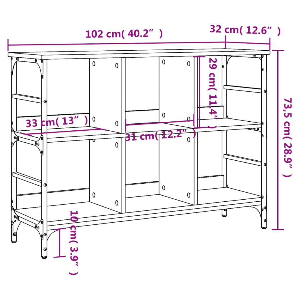 vidaXL Příborník hnědý dub 102 x 32 x 73,5 cm kompozitní dřevo