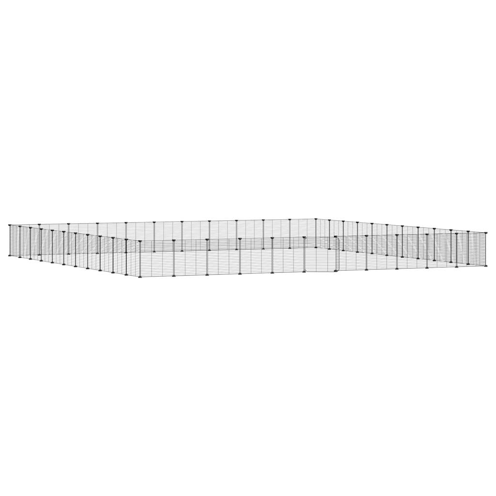 vidaXL 44panelová ohrádka pro zvířata s dvířky černá 35 x 35 cm ocel