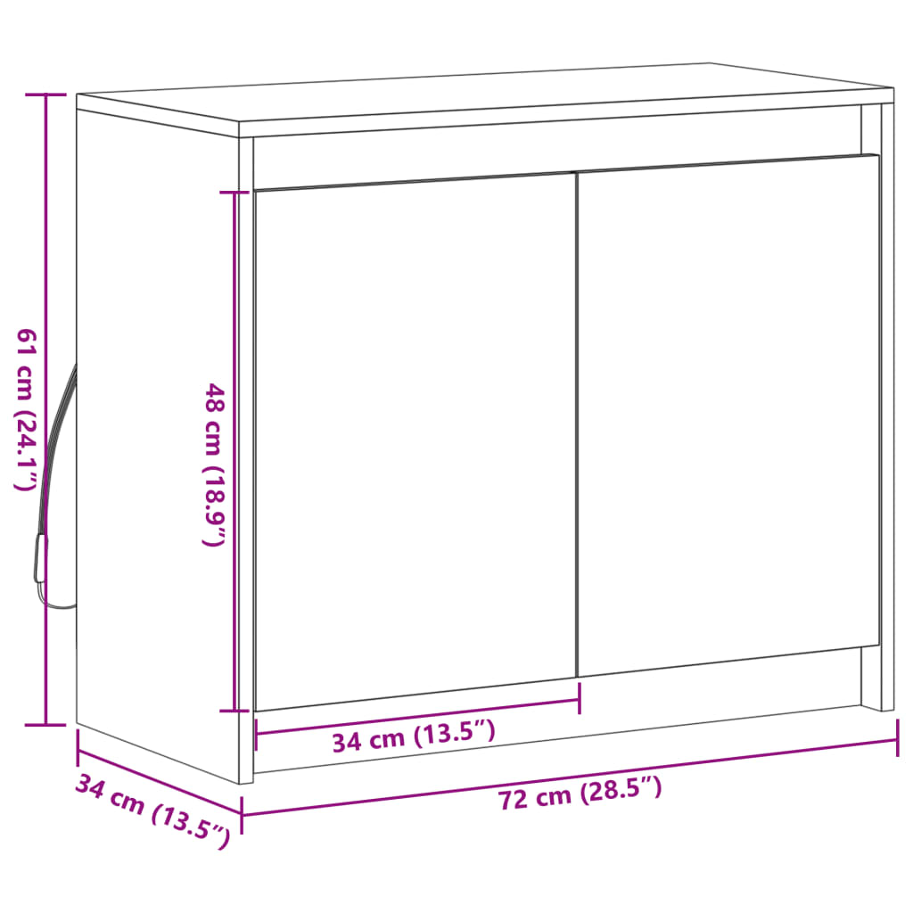 vidaXL Příborník LED kouřový dub 72 x 34 x 61 cm kompozitní dřevo