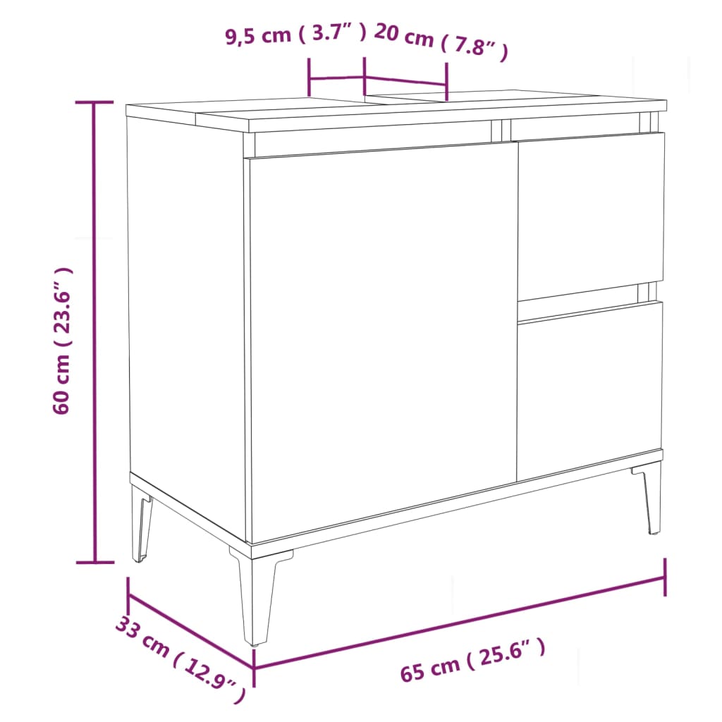 vidaXL Koupelnová skříňka betonově šedá 65x33x60 cm kompozitní dřevo