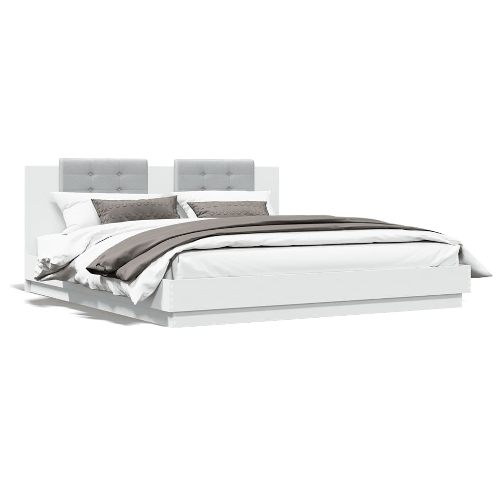 vidaXL Rám postele s čelem bílý 160 x 200 cm kompozitní dřevo