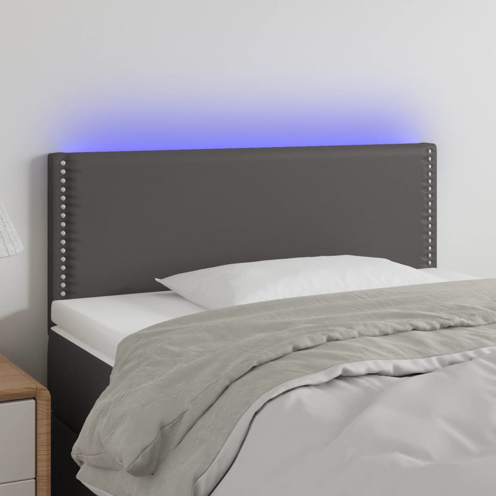 vidaXL Čelo postele s LED šedé 90x5x78/88 cm umělá kůže