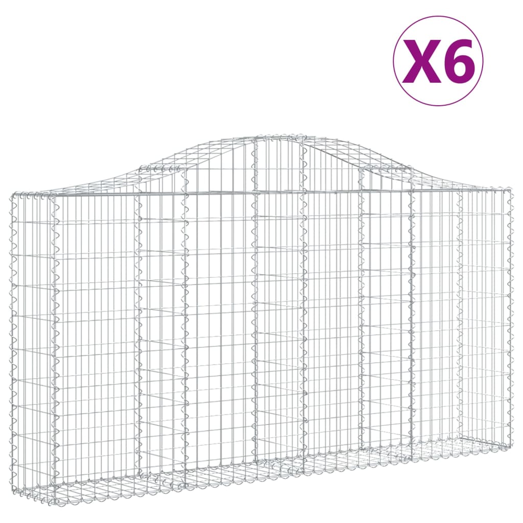 vidaXL Klenuté gabionové koše 6 ks 200x30x100/120cm pozinkované železo