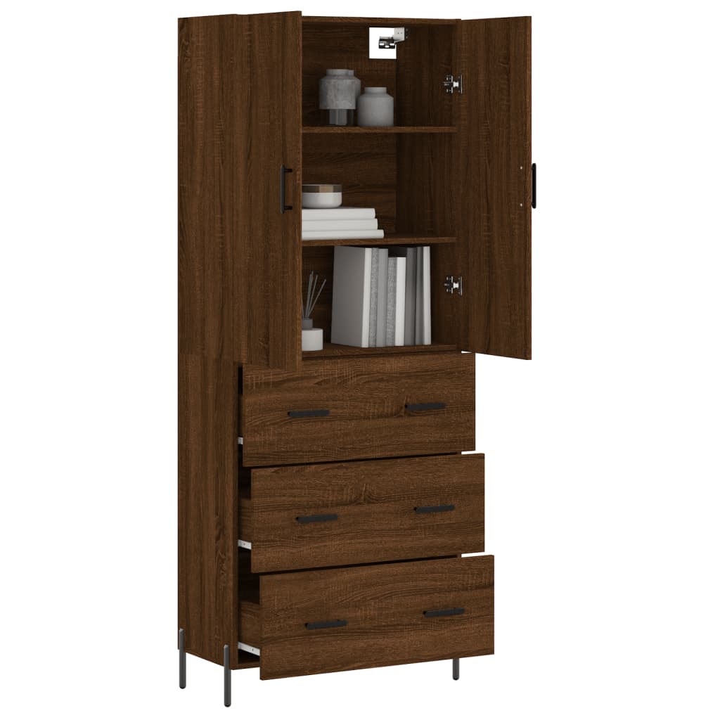 vidaXL Skříň highboard hnědý dub 69,5 x 34 x 180 cm kompozitní dřevo