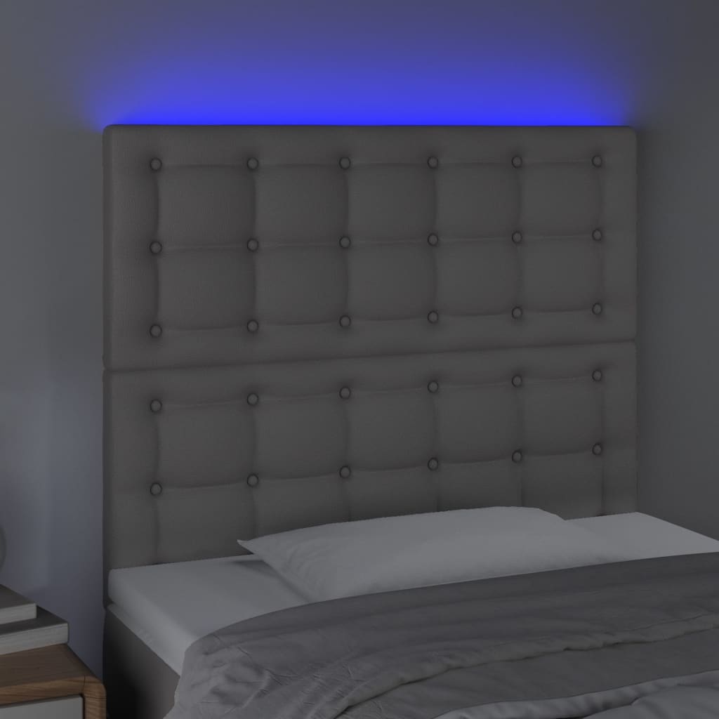 vidaXL Čelo postele s LED šedé 100x5x118/128 cm umělá kůže