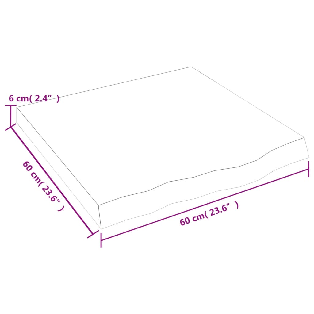 vidaXL Stolní deska 60x60x(2-6) cm neošetřený masivní dubové dřevo