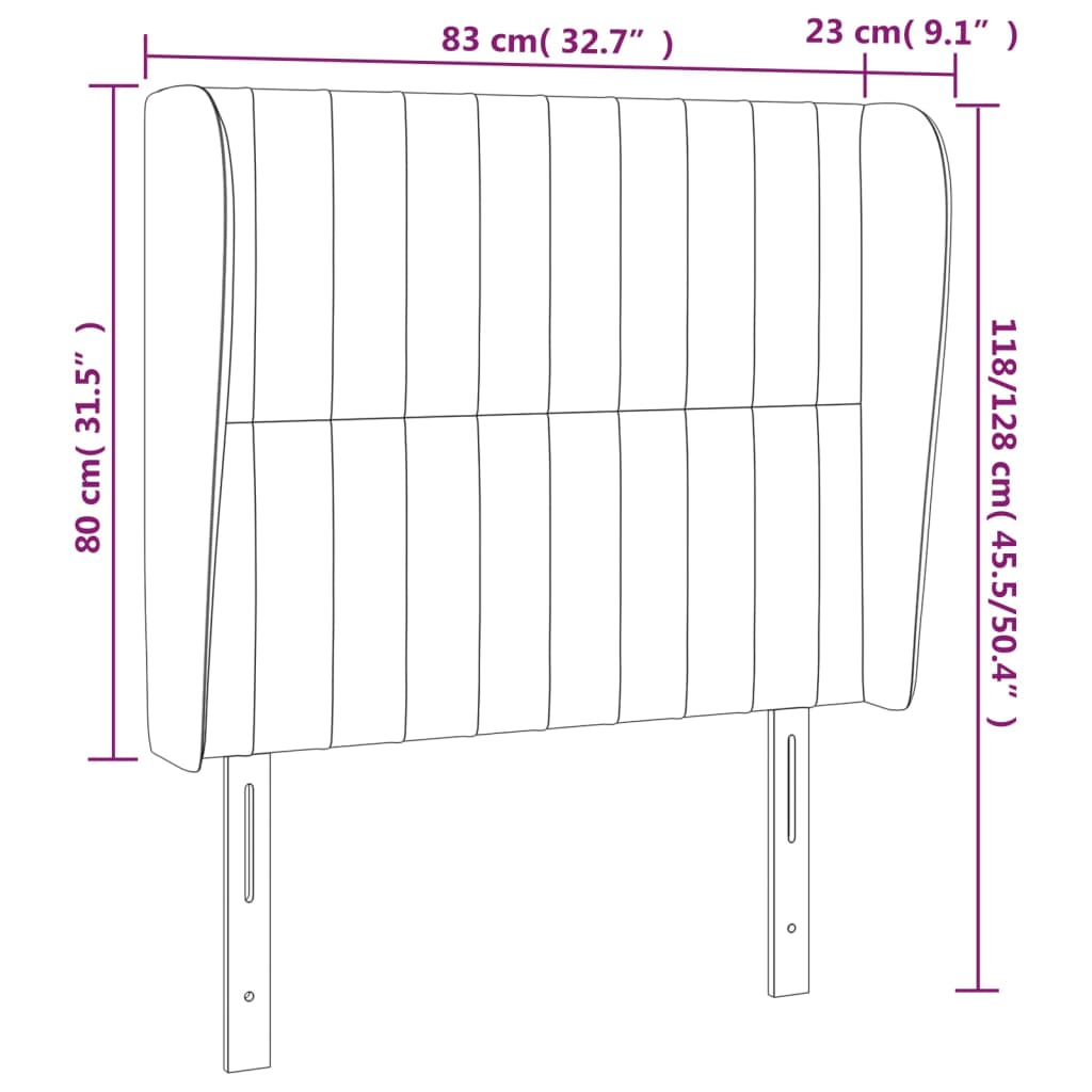 vidaXL Čelo postele typu ušák černé 83 x 23 x 118/128 cm textil