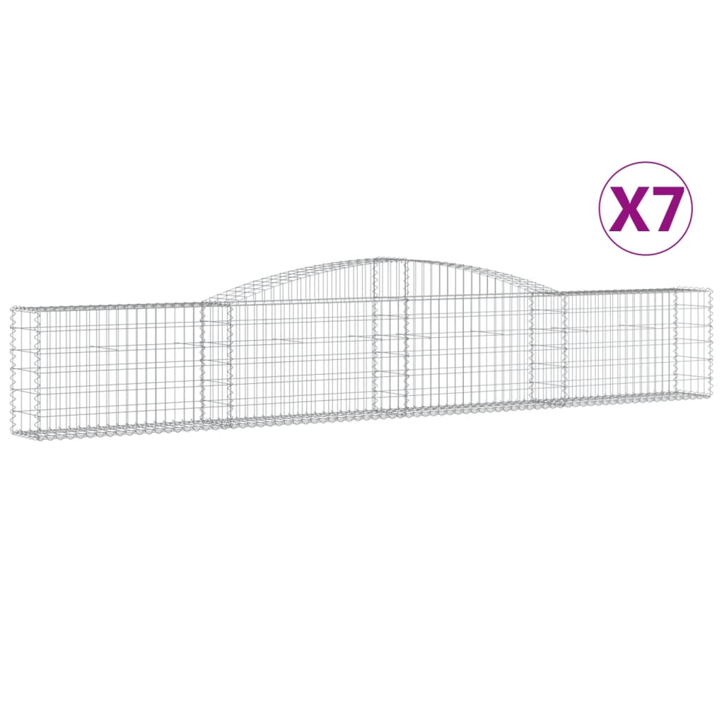 vidaXL Klenuté gabionové koše 7 ks 400x30x60/80 cm pozinkované železo