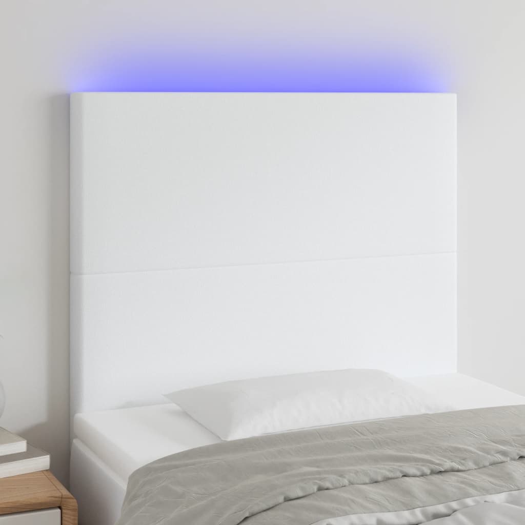 vidaXL Čelo postele s LED bílé 100x5x118/128 cm umělá kůže