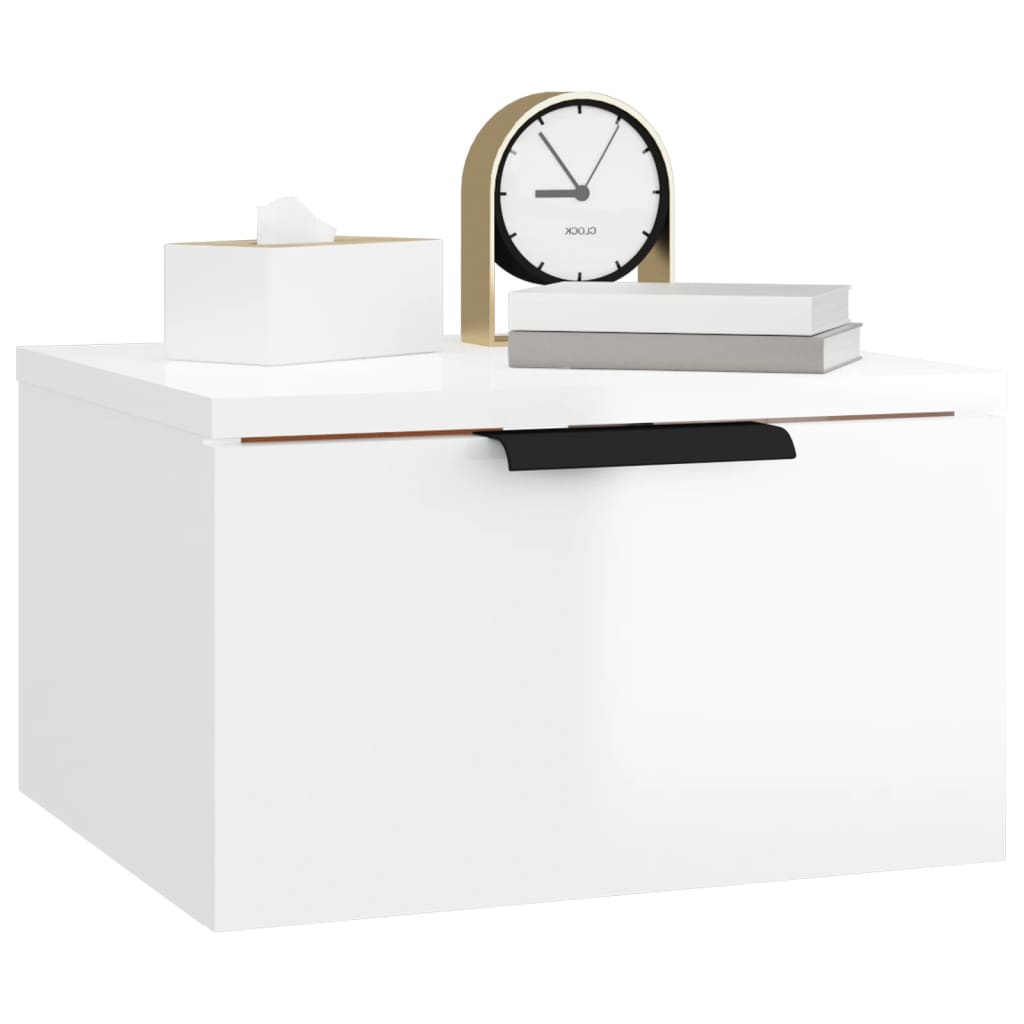 vidaXL Nástěnný noční stolek bílý s vysokým leskem 34x30x20 cm