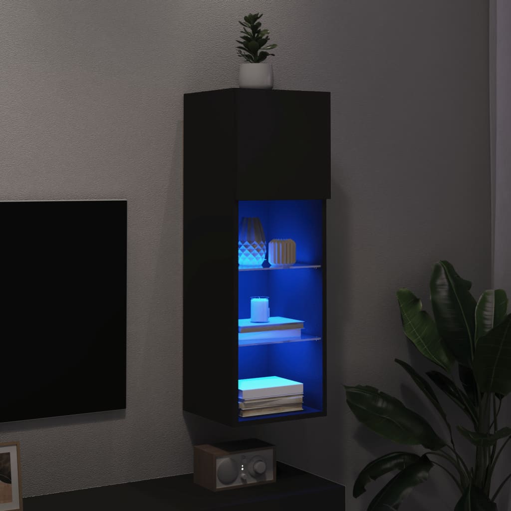 vidaXL TV skříňka s LED osvětlením černá 30,5 x 30 x 90 cm