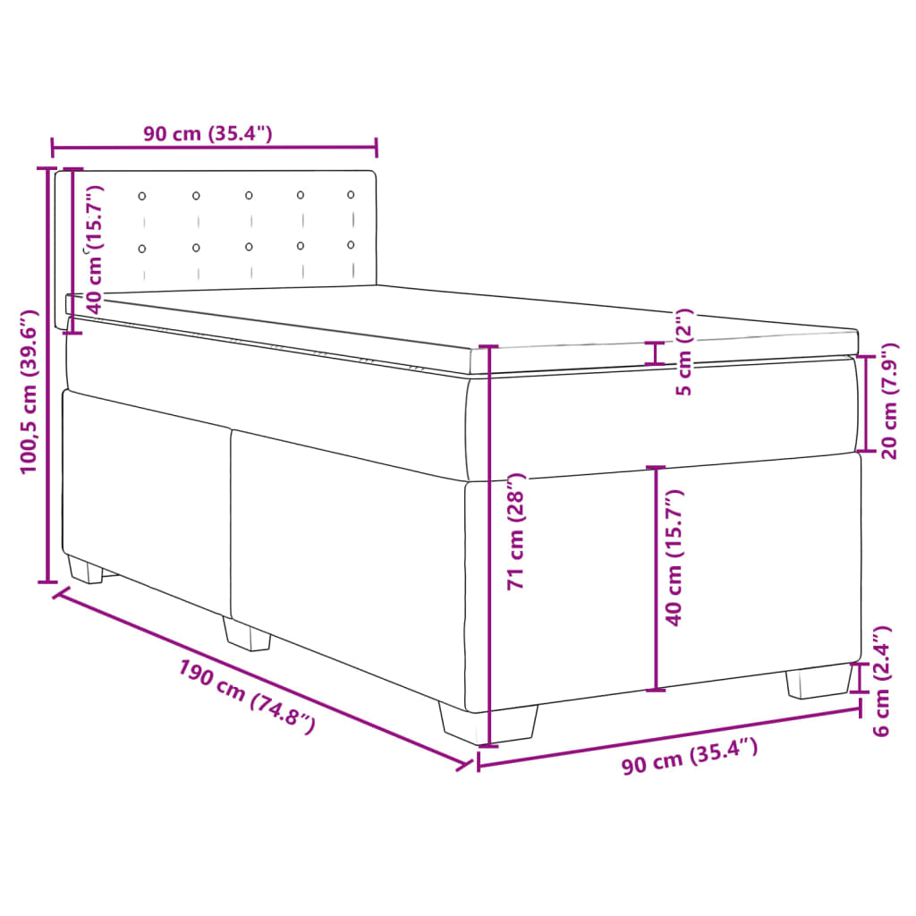 vidaXL Box spring postel s matrací šedá 90x190 cm umělá kůže